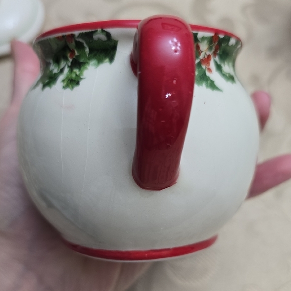 Festive Ceramic Sugar and Creamer Set with Red Accents - Picture 12 of 16